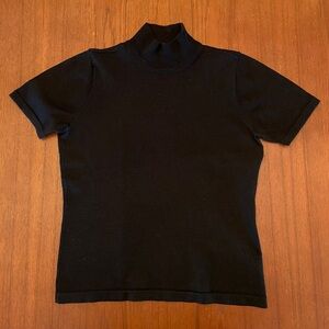 ✨Vintage✨Liz Claiborne Black Merino Wool Short Sleeve Turtleneck Sweater Top